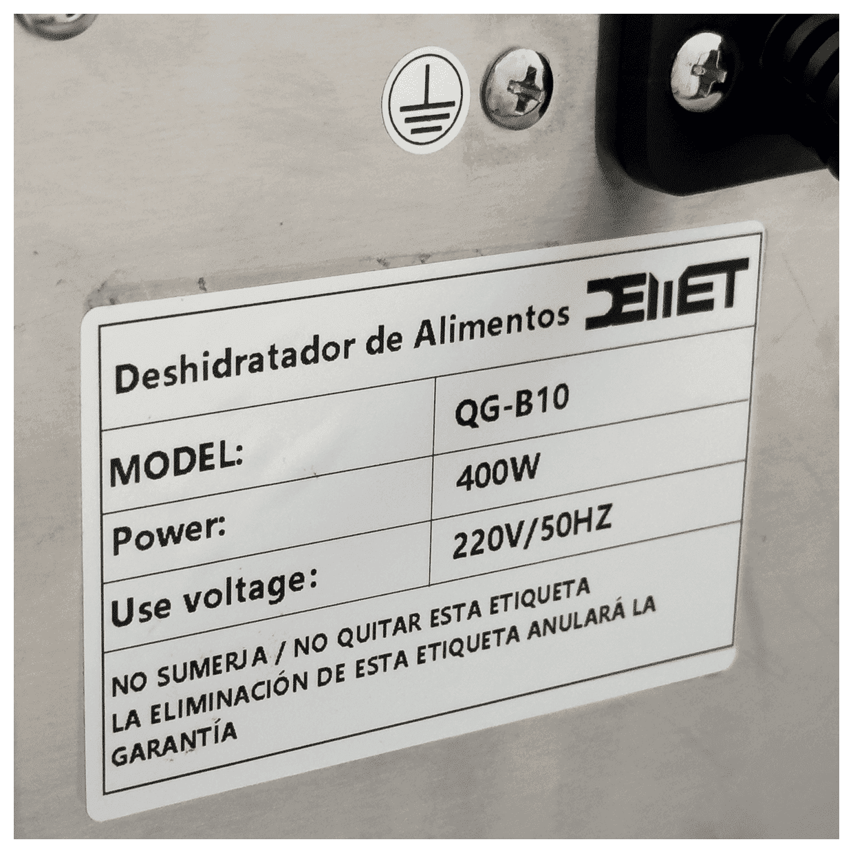 Datos Técnicos deshidratador de alimentos demet