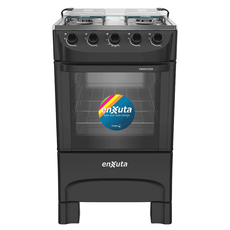 Cocina 4 hornallas Enxuta CENX27200NG mesada inox horno easy-clean