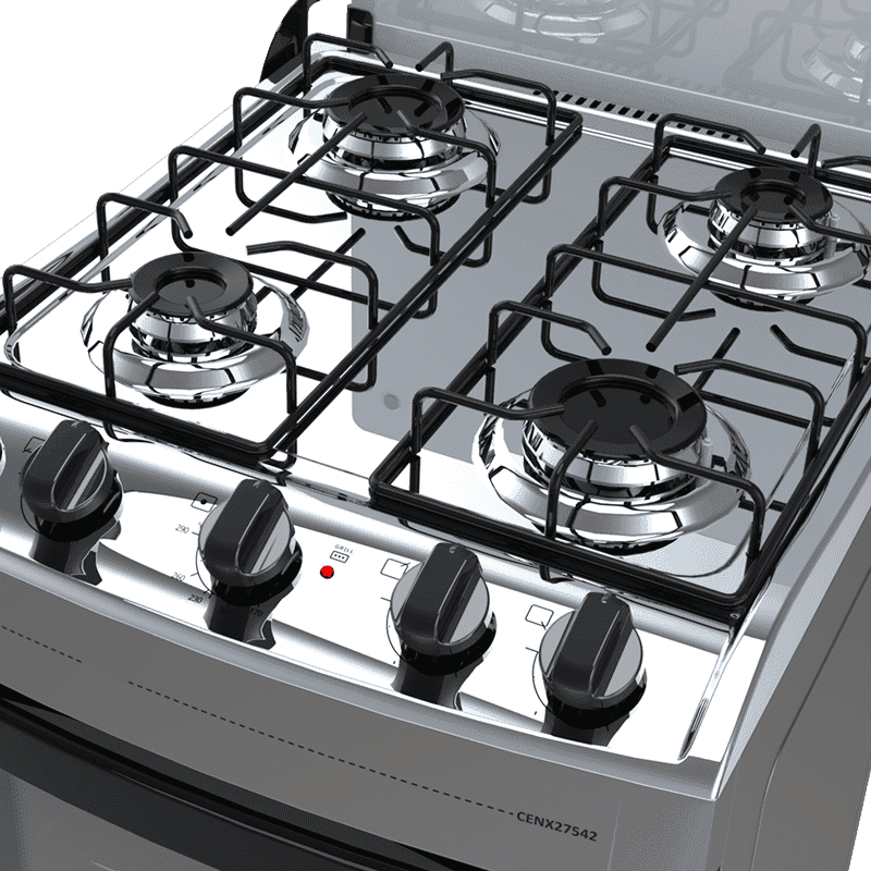Cocina a gas Enxuta CENX27542T 4 hornallas con grill y termocupla