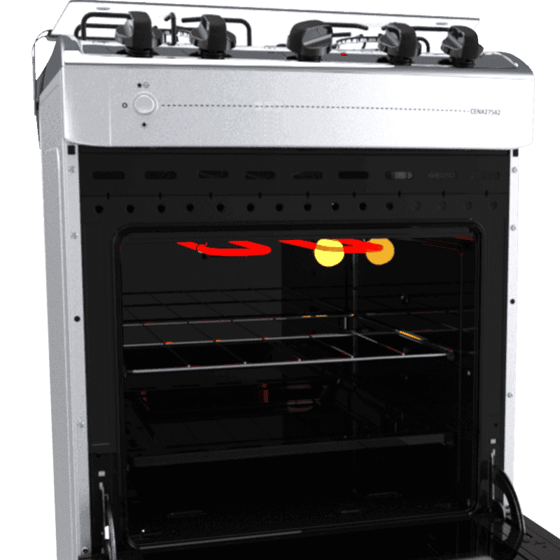 Cocina 4 hornallas Enxuta CENX27542W-1 mesada acero inoxidable