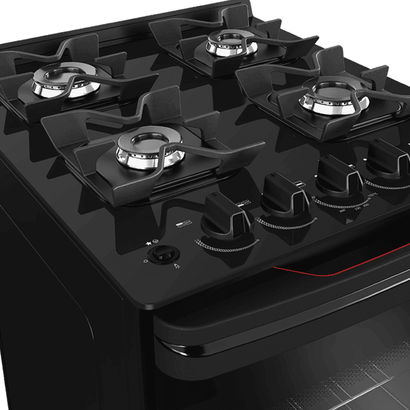 Cocina multigas Enxuta CENXV27542NG-1 4 quemadores mesada vidrio