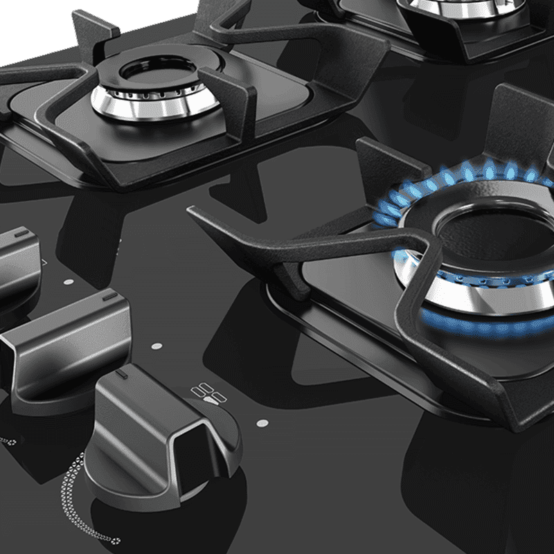 Cocina multigas Enxuta CENXV27542NG-1 4 quemadores mesada vidrio