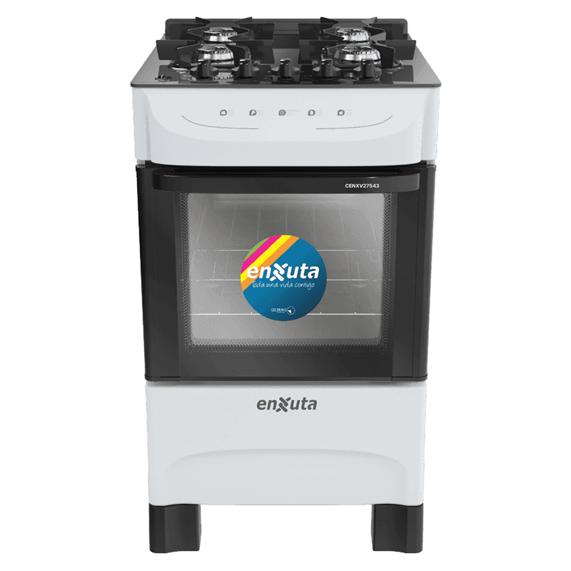 cocina multigas Enxuta CENXV27543W mesada vidrio templado 4 quemadores