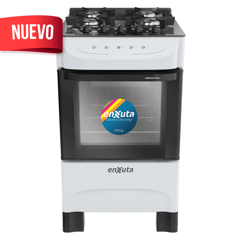 cocina multigas Enxuta CENXV27543W mesada vidrio templado 4 quemadores