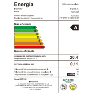 Refrigerador 251 litros doble puerta | Futura FUT-270NF-W