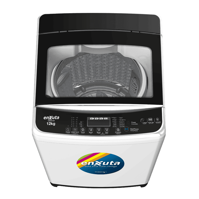 Lavarropas carga superior Enxuta LENX01250 12 kg panel digital tapa vidrio