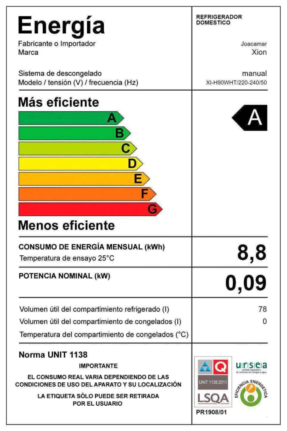Frigobar 78 Lts. Xion XION XI-H90WHT vista 3