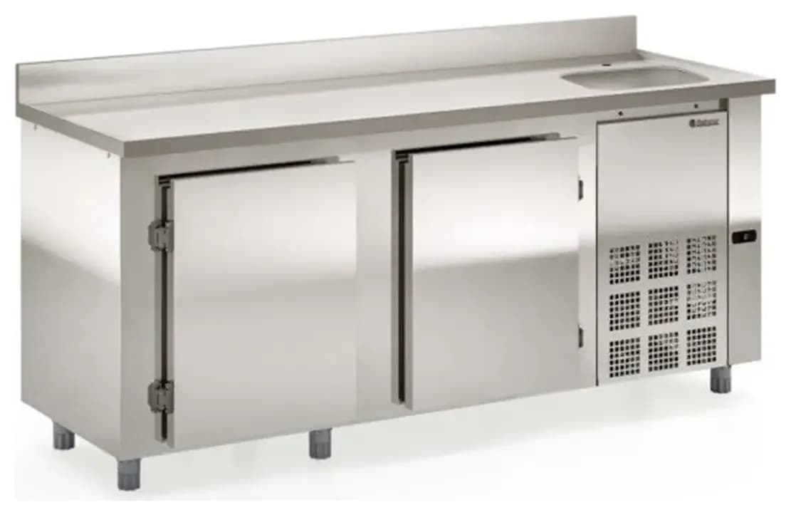 Bajo Mostrador Refrigerado 2 metros con pileta acero inox 304 Gelopar GBFE-200CD
