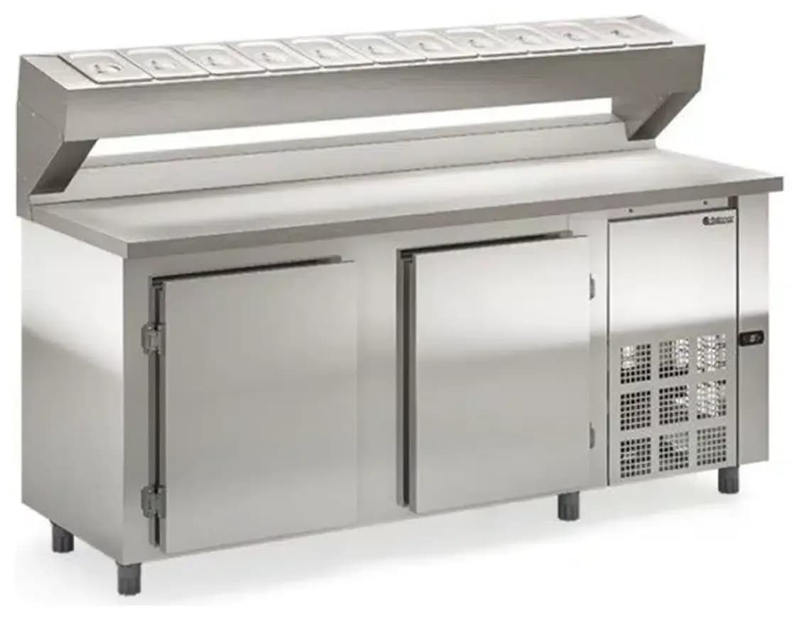Bajo Mostrador Refrigerado 2 metros con topinera Acero Inoxidable 304 Gelopar GBPZ-200