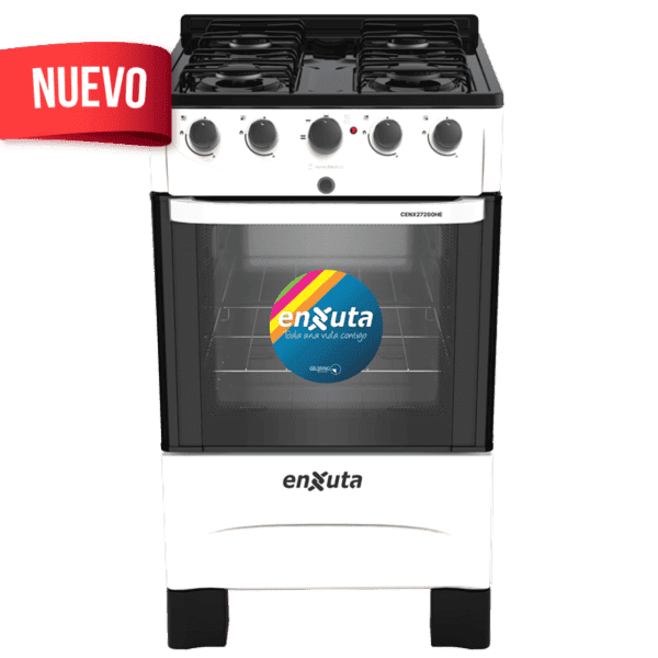 Cocina combinada Enxuta CENX27200HEW 4 quemadores horno eléctrico doble vidrio