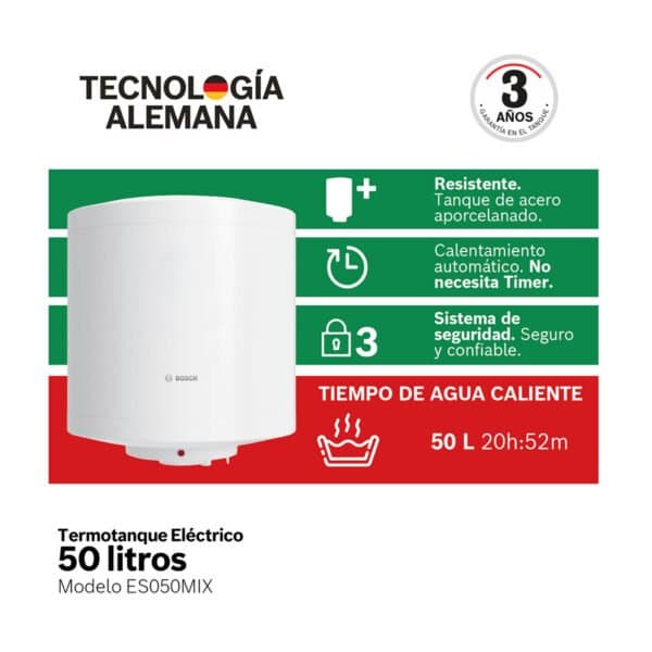 Termotanque eléctrico Bosch ES050MIX 50 L 1500 W tanque esmaltado