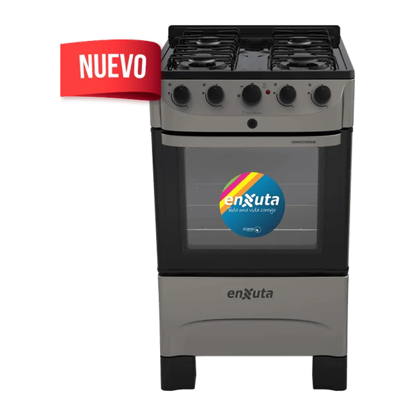 Cocina combinada Enxuta CENX27200HET titanio 4 hornallas horno eléctrico