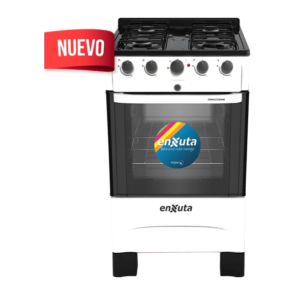 Cocina combinada Enxuta CENX27200HEW 4 quemadores horno eléctrico doble vidrio