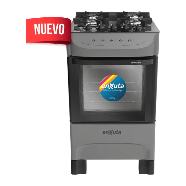 Cocina multigas Enxuta CENXV27543T mesada vidrio negro