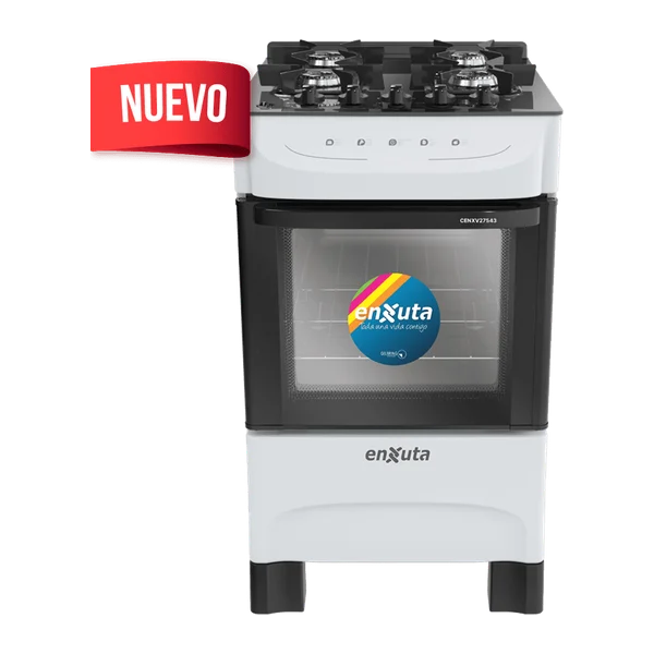 cocina multigas Enxuta CENXV27543W mesada vidrio templado 4 quemadores