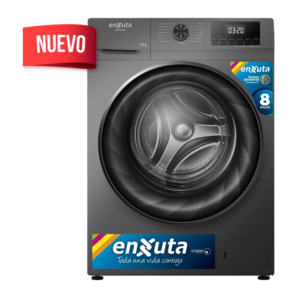 Lavarropas carga frontal Enxuta LENX1685T 8 kg inverter 1400 RPM tambor inox