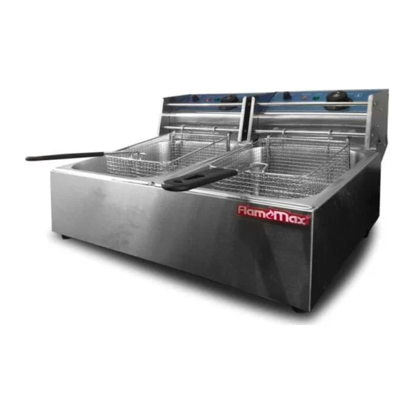 freidora eléctrica doble 6 +6 Lts Flamemax HEF-82