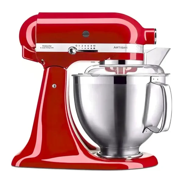 Batidora Planetaria KitchenAid Artisan Roja Imperial Red Rouge Imperial Vista Lateral con Tapa