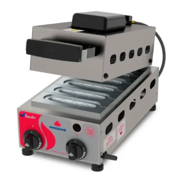 Crepera a gas 6 crepes Suizos Progas Estilo PRK-60 G Tapa Abierta