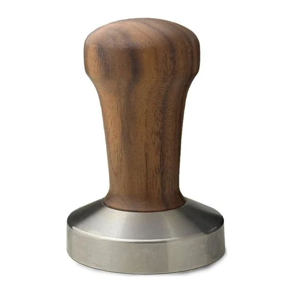 Tamper 58 mm edo barista mango nogal y acero inoxidable