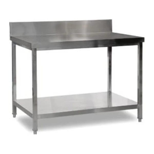 Mesa de Acero Inoxidable 150x80cm zocalo y estante | Baudin MZE-1580