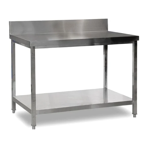 Mesa de Acero Inoxidable 150x80cm zocalo y estante | Baudin MZE-1580