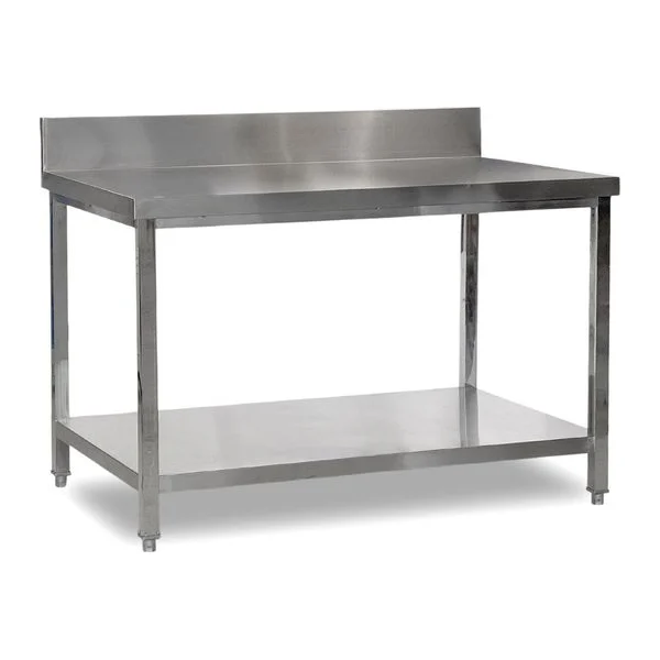 Mesa de acero inoxidable con Zocalo y Estante 180x80 Baudin