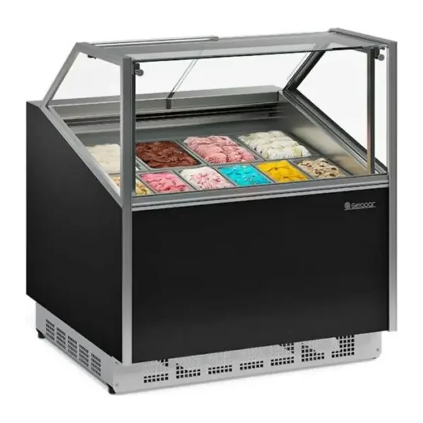 Vitrina Expositora de Helados Gelopar 12 cubas Negra Premium