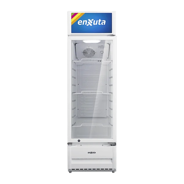 Vitrina comercial vertical Enxuta VENX9211 211 L cenefa LED puerta vidrio templado