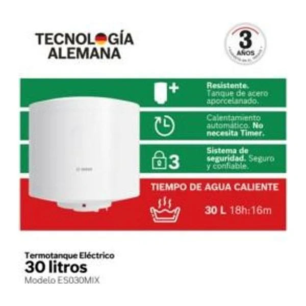 Termotanque eléctrico 30 litros | Bosch ES030MIX