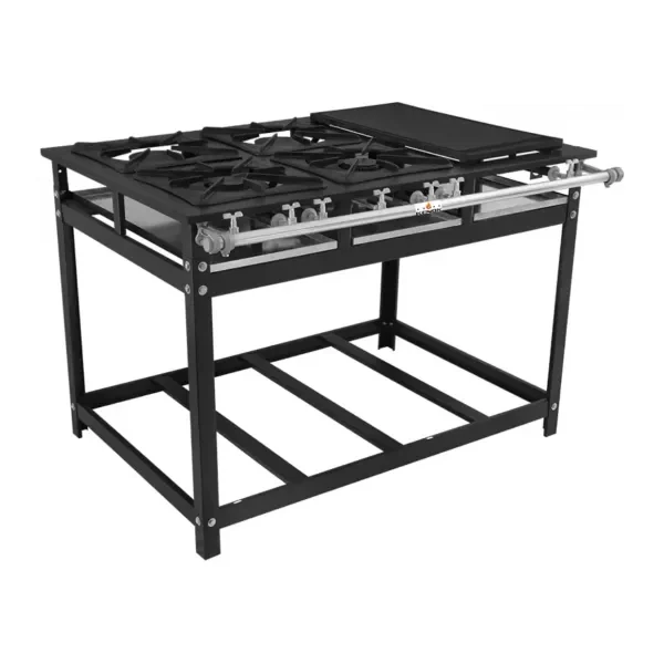 Anafe Industrial a Gas 4 Hornallas con Plancha | Kenok FBSE4B.819