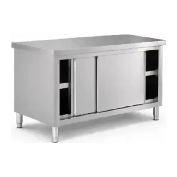 Mesa de Trabajo de Acero Inoxidable con Puertas Corredizas 180x60x85 cm | Unique MTPD-180